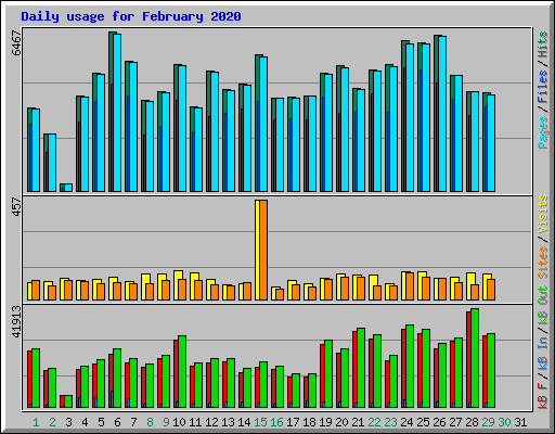 Daily usage for February 2020