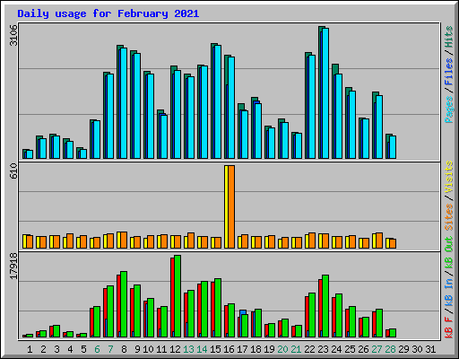 Daily usage for February 2021
