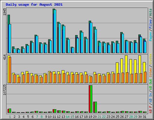 Daily usage for August 2021