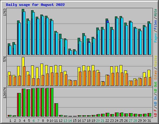 Daily usage for August 2022