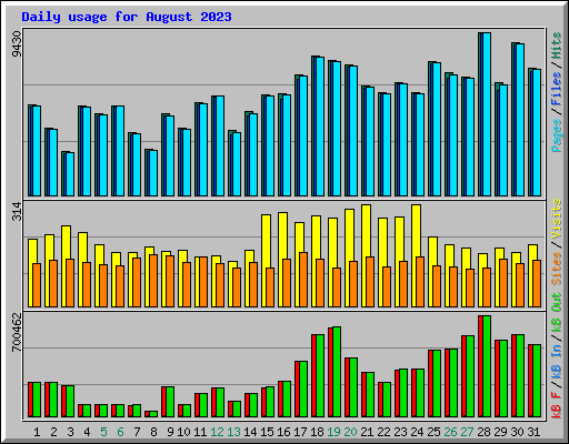 Daily usage for August 2023